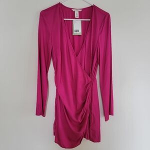 NWT H&M Fuchsia Gathered Dress Small